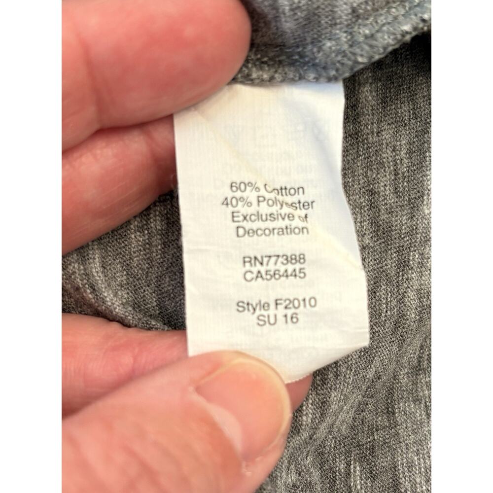 J.Crew Crew Neck T-shirt Heathered Gray Slub W/White Embroidered Flowers Small - Picture 4 of 4